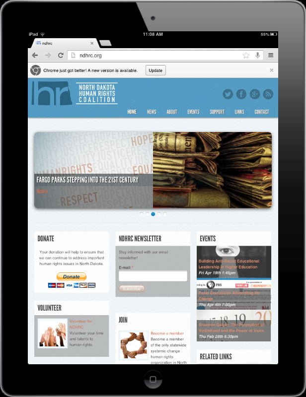 NDHRC website on iPad