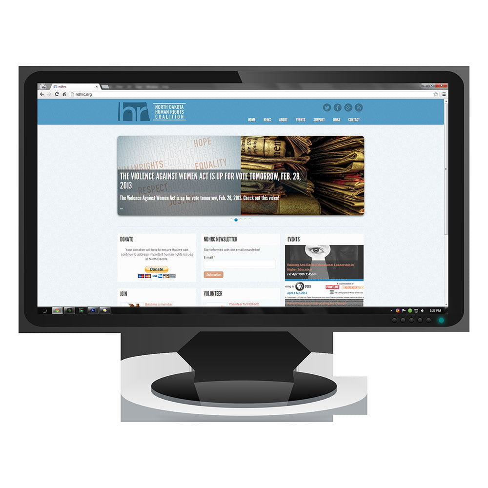 NDHRC website on desktop monitor